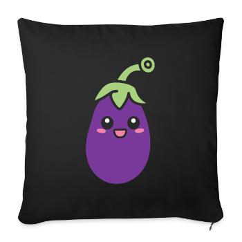 Aubergine - Housse de coussin décorative 45 x 45 cm - noir - Devant