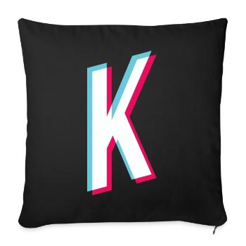 K - Letter K - Sofa pillowcase 17,3'' x 17,3'' (45 x 45 cm) - black - Front