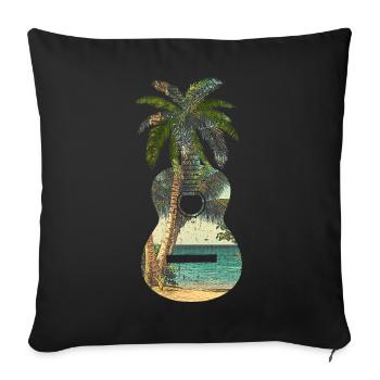 Guitar gift Guitarist musician Palm trees - Sofa pillowcase 17,3'' x 17,3'' (45 x 45 cm) - black - Front