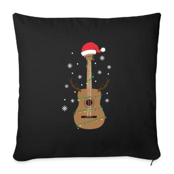 Cadeau de vacances d'amant de musique de guitare drôle de Noël - Housse de coussin décorative 45 x 45 cm - noir - Devant