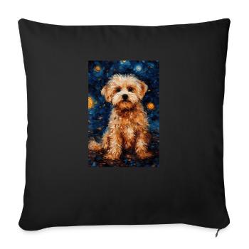 Art du chien caniche - Housse de coussin décorative 45 x 45 cm - noir - Devant