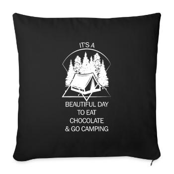 Tente Camping Camper Scout Bivouac - Housse de coussin décorative 45 x 45 cm - noir - Devant