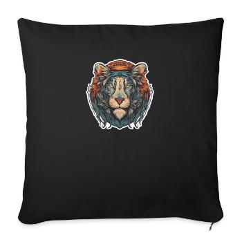 Capitaine Lion majestueux - Housse de coussin décorative 45 x 45 cm - noir - Devant