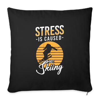 Vacances aux sports d’hiver Pistensau - Housse de coussin décorative 45 x 45 cm - noir - Devant