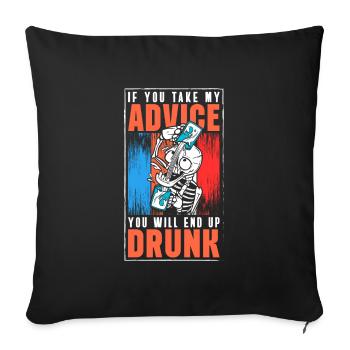 Alcool ivre Humour Pub - Housse de coussin décorative 45 x 45 cm - noir - Devant