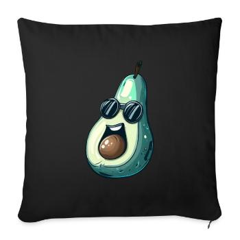 Cool kawaii avocado with sunglasses – - Sofa pillowcase 17,3'' x 17,3'' (45 x 45 cm) - black - Front
