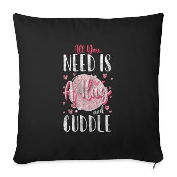 Relation, câlin, câlin, tendresse - Housse de coussin décorative 45 x 45 cm - noir - Devant