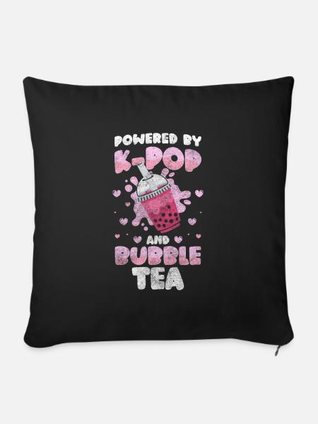 Boba Tea Trend Lecker Trinkhalm - Sofakissenbezug 45 x 45 cm - Schwarz