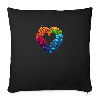 LGBTQIA+ Rainbow Heart - Sofa pillowcase 17,3'' x 17,3'' (45 x 45 cm) - black - Front