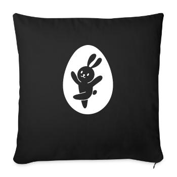 Lapin danse l’œuf - Housse de coussin décorative 45 x 45 cm - noir - Devant