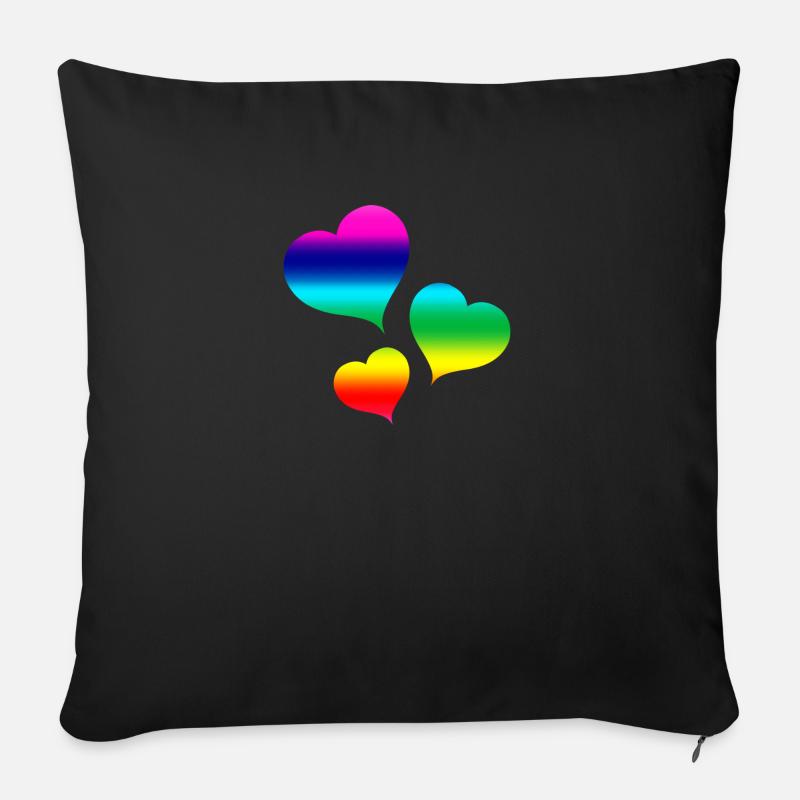 Bunte Herzen - Sofakissenbezug 45 x 45 cm - Schwarz