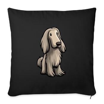 Chien de chasse afghan mignon - Housse de coussin décorative 45 x 45 cm - noir - Devant