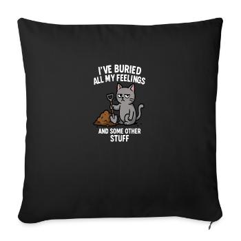 cat "I burried all my feelings" - Sofa pillowcase 17,3'' x 17,3'' (45 x 45 cm) - black - Front