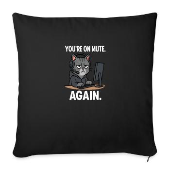 Home office cat - Sofa pillowcase 17,3'' x 17,3'' (45 x 45 cm) - black - Front