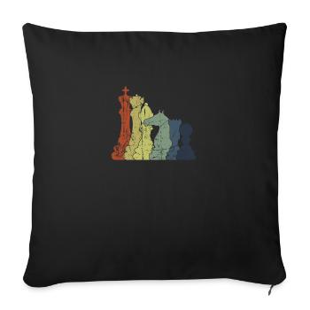 Chess Chess Pieces Retro Vintage - Sofa pillowcase 17,3'' x 17,3'' (45 x 45 cm) - black - Front