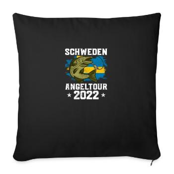 Schweden Angeltour 2022 Angeln in Schweden - Sofakissenbezug 45 x 45 cm - Schwarz - Vorne