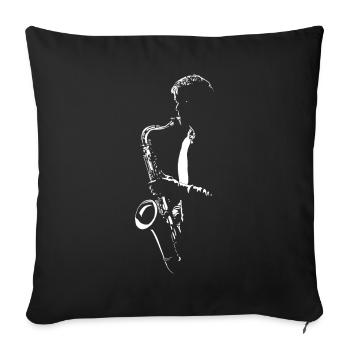 SAXOPHONISTE, T-SHIRT SAXOPHONE RÉTRO POUR SAXOPHONISTE - Housse de coussin décorative 45 x 45 cm - noir - Devant