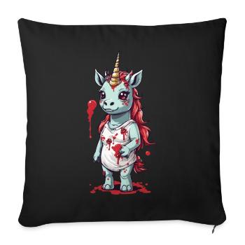Licorne zombie Halloween point culminant Spooky Design - Housse de coussin décorative 45 x 45 cm - noir - Devant