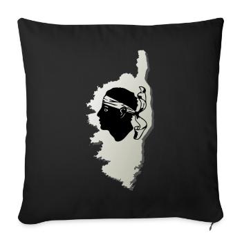 Carte de l’île de Corse en Corse France - Housse de coussin décorative 45 x 45 cm - noir - Devant
