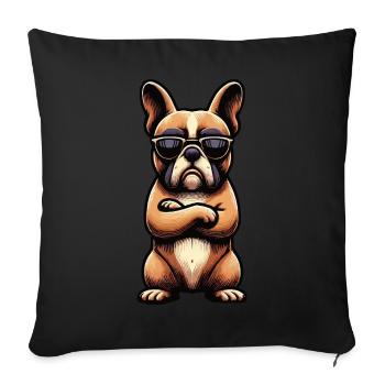 Bouledogue français Frenchie Propriétaire de Frenchie - Housse de coussin décorative 45 x 45 cm - noir - Devant