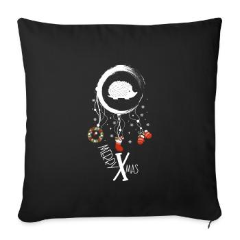 Igel Weihnachten Weihnachtstraumfänger - Sofakissenbezug 45 x 45 cm - Schwarz - Vorne