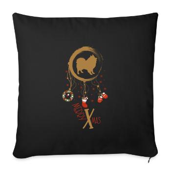 Deutscher Spitz Weihnachten Weihnachtstraumfänger - Sofakissenbezug 45 x 45 cm - Schwarz - Vorne