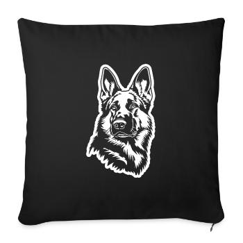 Tête de chien de berger allemand - Housse de coussin décorative 45 x 45 cm - noir - Devant