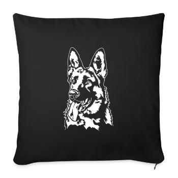 Deutscher Schäferhund Hunde Portrait Hund Wilsigns - Sofakissenbezug 45 x 45 cm - Schwarz - Vorne