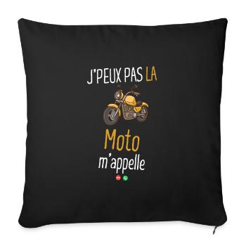 J'peux pas la moto m'appelle - Housse de coussin décorative 45 x 45 cm - noir - Devant