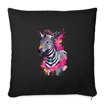 Zebra Cute Colorful in Watercolors - Sofa pillowcase 17,3'' x 17,3'' (45 x 45 cm) - black - Front