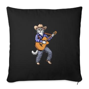Cowboy Cat Guitar Player - Sofa pillowcase 17,3'' x 17,3'' (45 x 45 cm) - black - Front