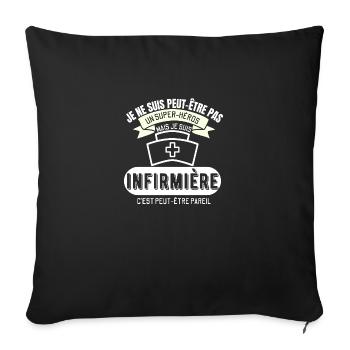 Infirmière: presque un super-héros - Housse de coussin décorative 45 x 45 cm - noir - Devant