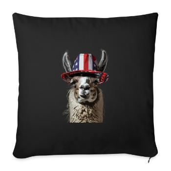 Coole Amerika Llama Sonnenbrille Patriotisch - Sofakissenbezug 45 x 45 cm - Schwarz - Vorne