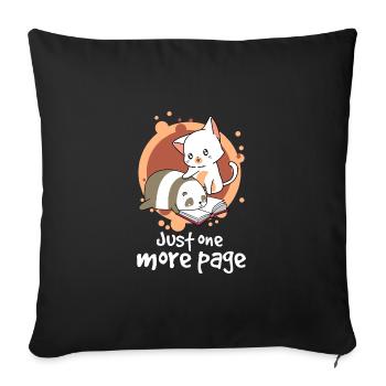 Just One More Page Lesen Buch Nerd Katze Panda - Sofakissenbezug 45 x 45 cm - Schwarz - Vorne