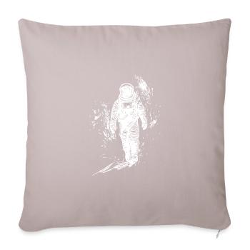 Un astronaute solitaire marche dans le désert de poussière lunaire - Housse de coussin décorative 45 x 45 cm - taupe clair - Devant