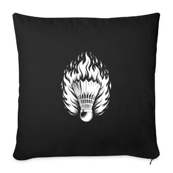 Burning badminton ball in flames and fire - Sofa pillowcase 17,3'' x 17,3'' (45 x 45 cm) - black - Front
