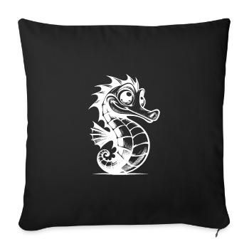 Enfants Hippocampe Bébé Crayon Grands Yeux Croquis - Housse de coussin décorative 45 x 45 cm - noir - Devant