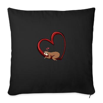 Sloth heart love animal lover relationship - Sofa pillowcase 17,3'' x 17,3'' (45 x 45 cm) - black - Front