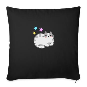 Cute kawaii cat and stars - kawaii - Sofa pillowcase 17,3'' x 17,3'' (45 x 45 cm) - black - Front