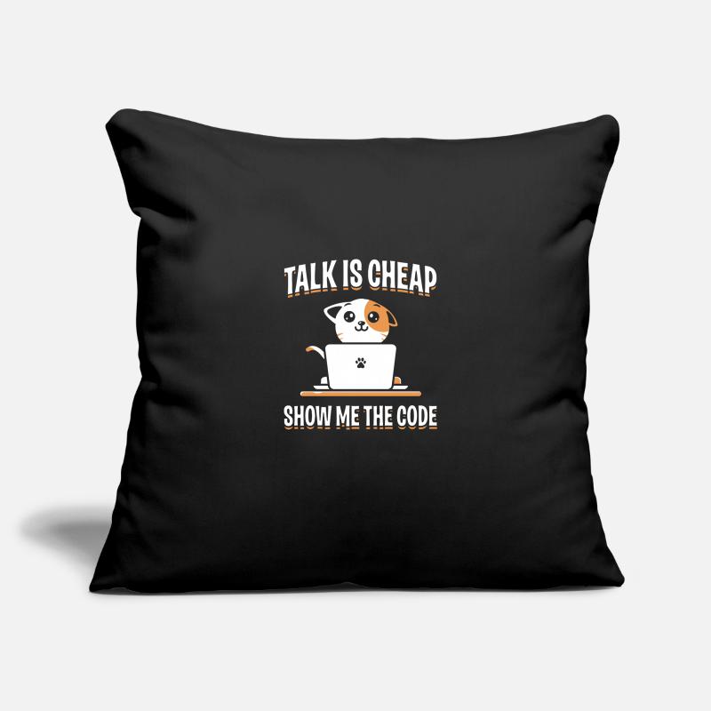 Citation de conception de programmeur impressionnante Montrez-moi le code Housse de coussin décorative 45 x 45 cm