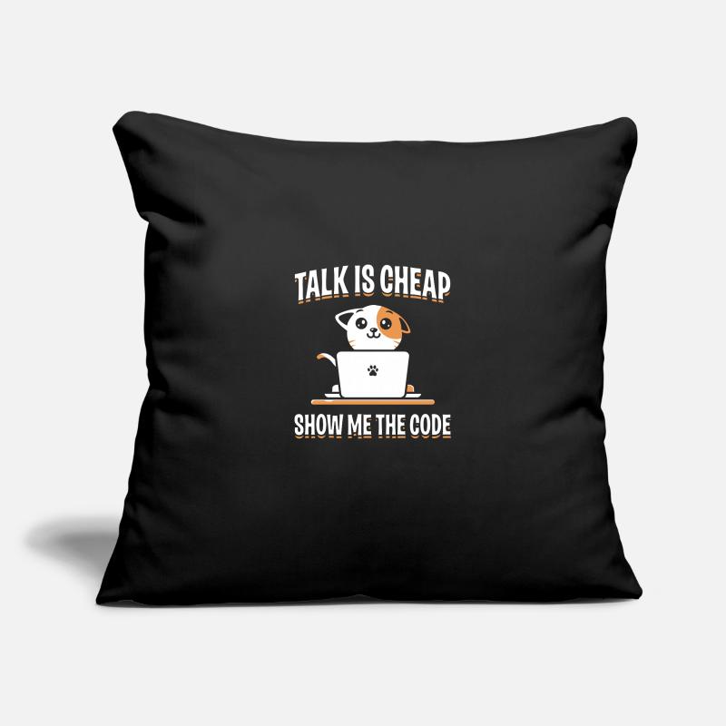 Citation de conception de programmeur impressionnante Montrez-moi le code Housse de coussin décorative 45 x 45 cm