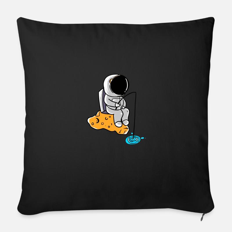 Fishing Astronaut - Astronaut Angler im Weltall - Sofakissenbezug 45 x 45 cm - Schwarz