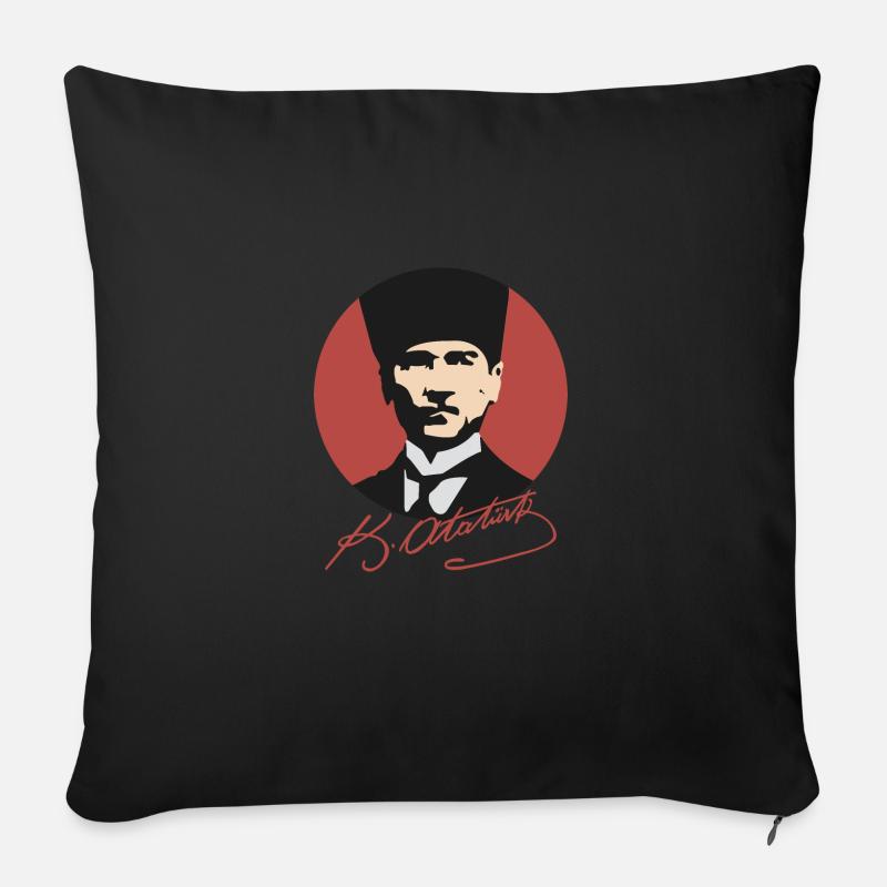 Mustafa Kemal Atatürk - Sofakissenbezug 45 x 45 cm - Schwarz
