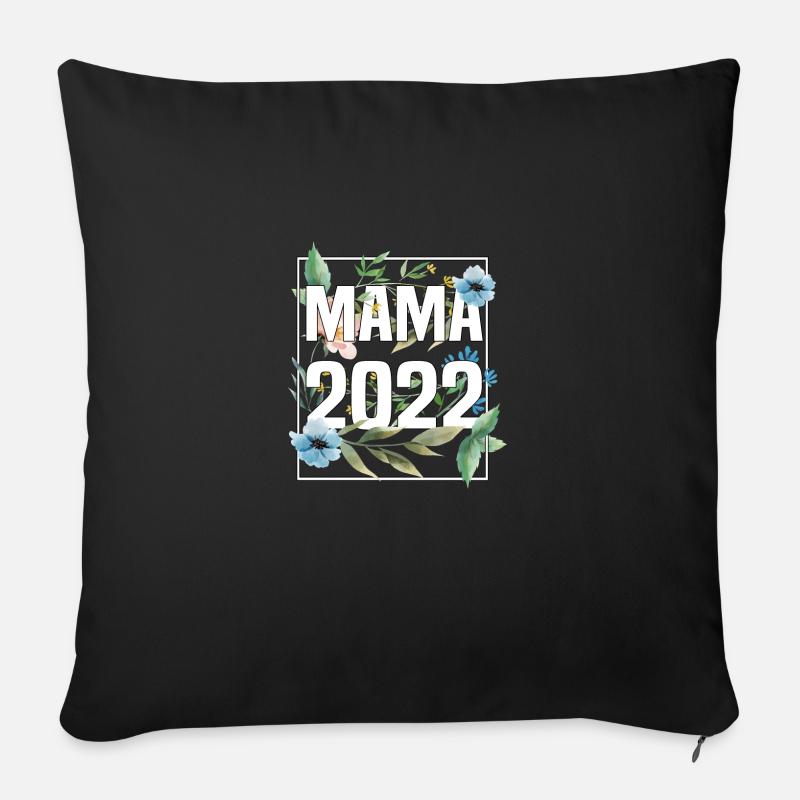 Future maman 2022 Grossesse naissance bébé - Housse de coussin décorative 45 x 45 cm - noir