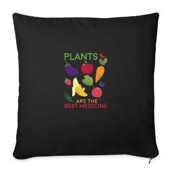 Plants Are The Best Medicine Funny Health Food - Housse de coussin décorative 45 x 45 cm - noir - Devant