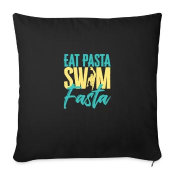 Eat Pasta Swim Fasta Funny Swimming - Sofa pillowcase 17,3'' x 17,3'' (45 x 45 cm) - black - Front