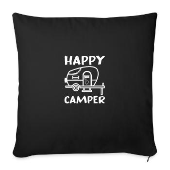 Happy Camper Retro Vintage Van Life Campen - Housse de coussin décorative 45 x 45 cm - noir - Devant