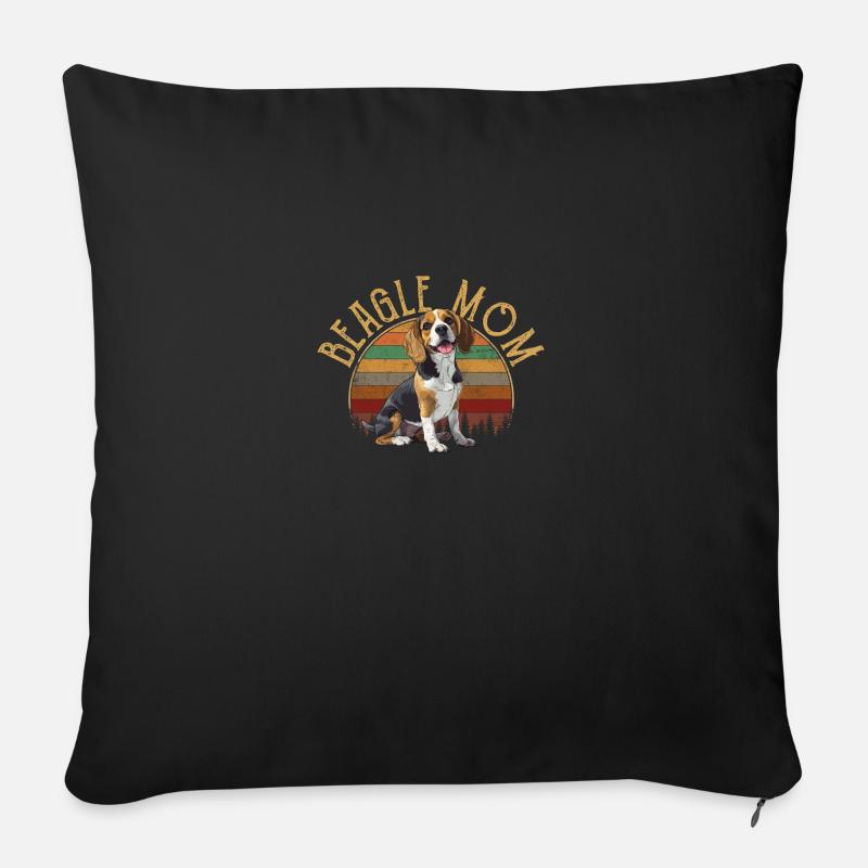 beagle maman beagle - Housse de coussin décorative 45 x 45 cm - noir