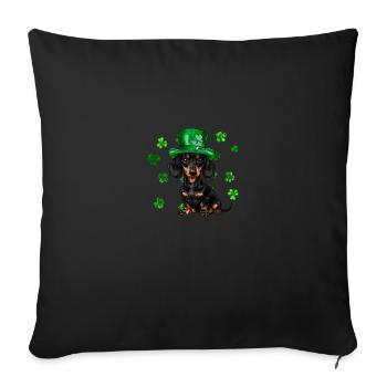 Teckel St Patrick’s Day Shamrock - Housse de coussin décorative 45 x 45 cm - noir - Devant