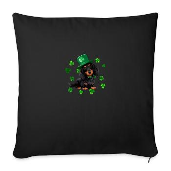 Teckel St Patrick’s Day Shamrock - Housse de coussin décorative 45 x 45 cm - noir - Devant